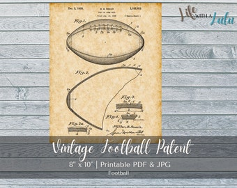 PRINTABLE Vintage Football Ball Patent Print - INSTANT DOWNLOAD