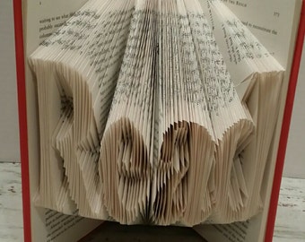 READ - Folded book art, unique teacher or graduation gift, handmade, custom, display or library