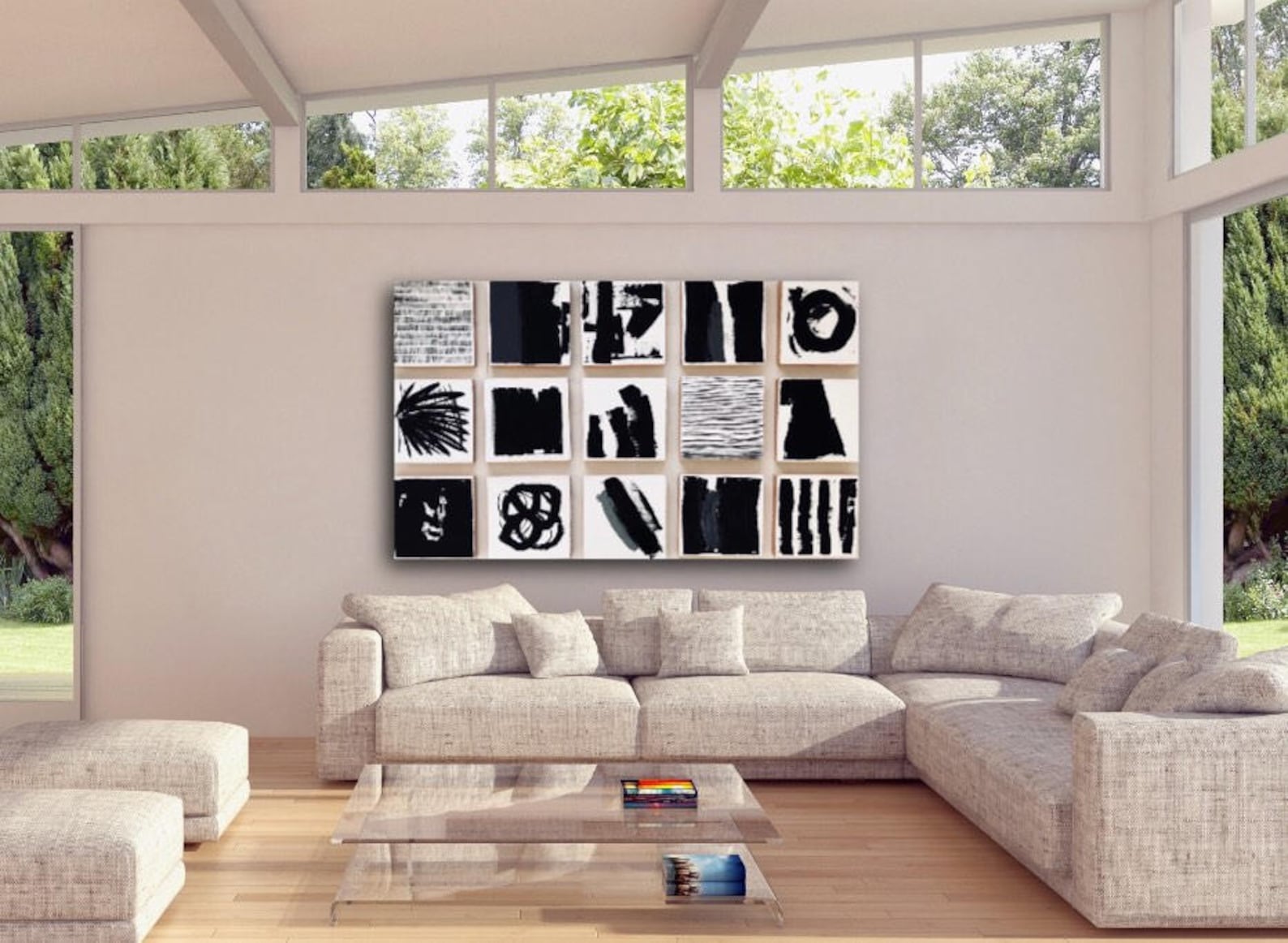 The Manhattan Original Painted Wood Block Wall Art abstract Etsy