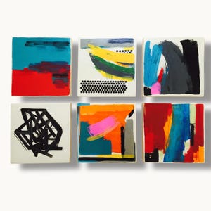 Original Large Modern Abstract Painted Wood Block Wall Art Sculpture - Commercial Art Installation - d. Elizabeth Studios