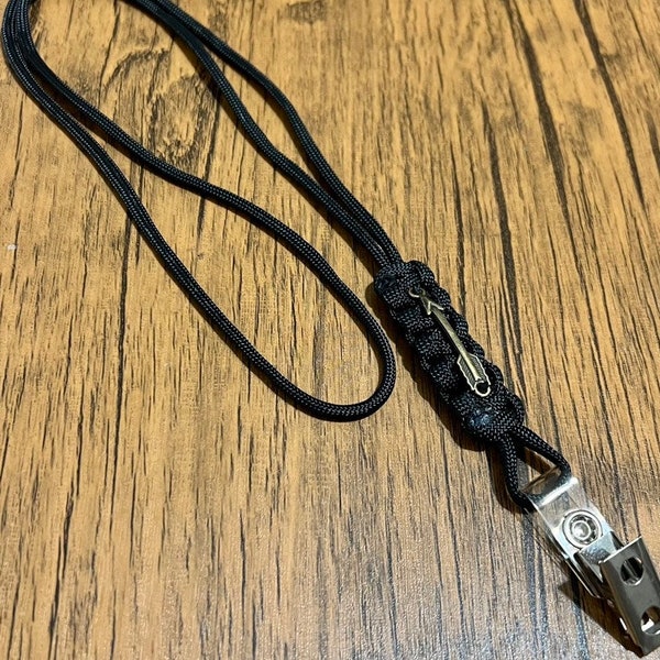 Paracord ID Neck Lanyard badge holder w/ charm