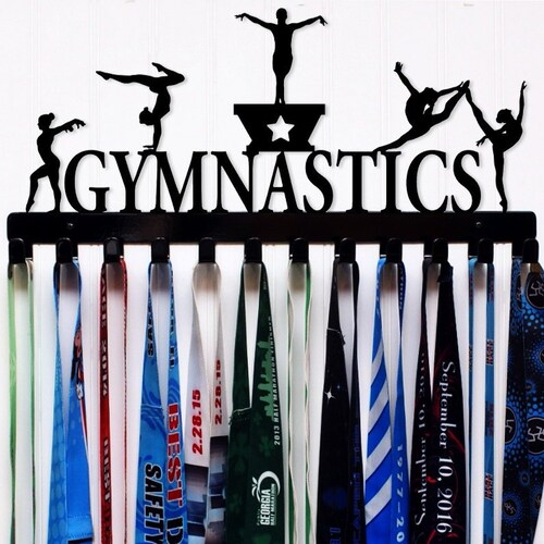 5 Poses and Pedestal Gymnastics Medal Holder Color Options 