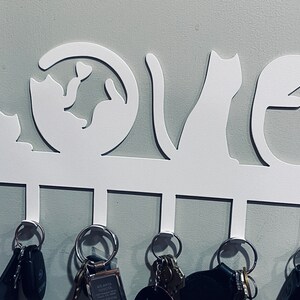 Love Spelled Cat Silhouette Wall Mount Metal Key Holder / Key Rack - Etsy