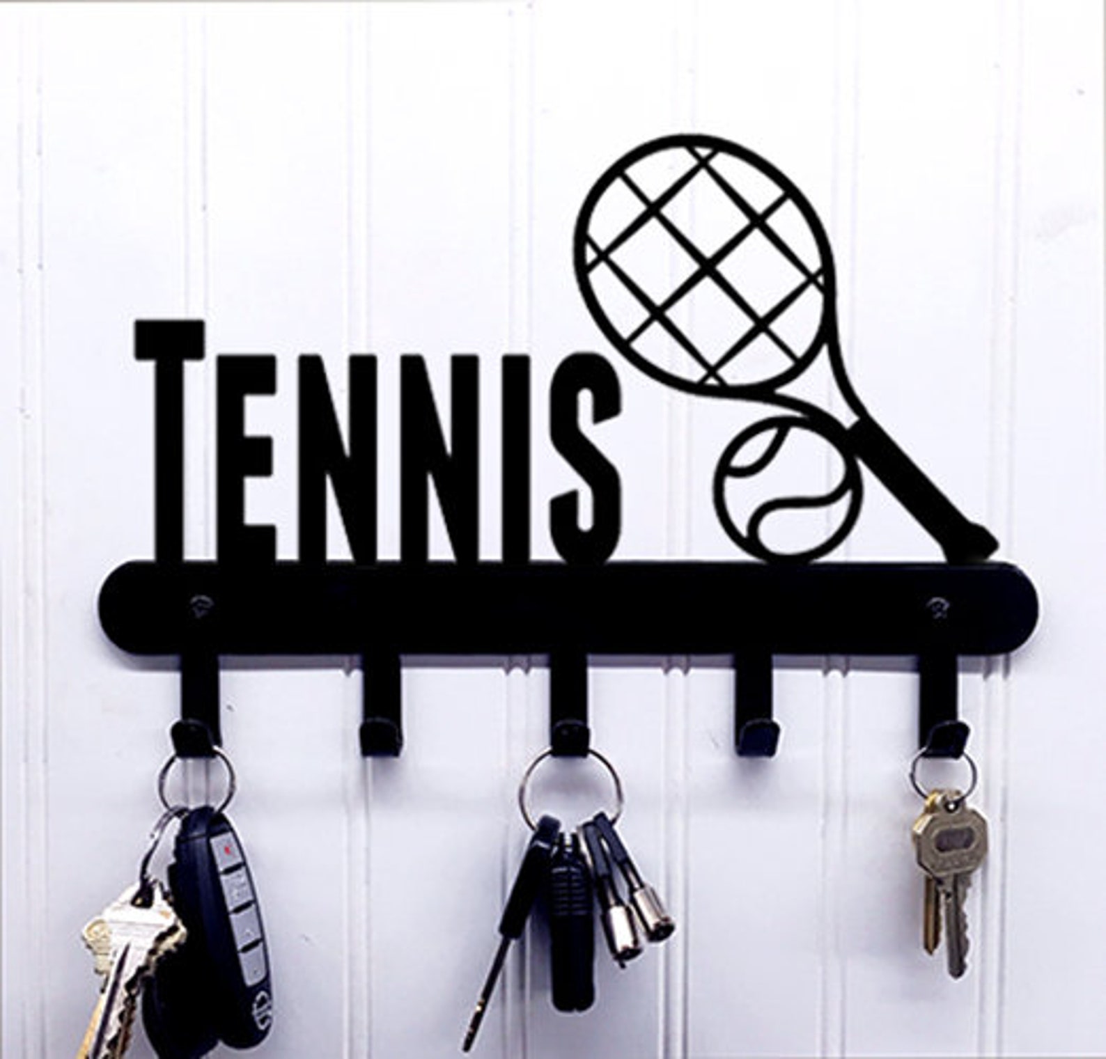 Tennis With Racquet and Ball Key Holder / Rack / Hook for Wall Etsy UK