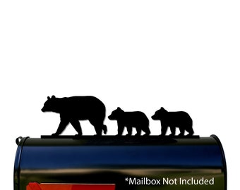 Bear with Cubs - Metal Mailbox Topper / Sign - Hardware Included - 2 or 3 Version