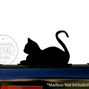 Cat Laying / Sitting Down - Metal Mailbox Topper / Sign - Hardware Included