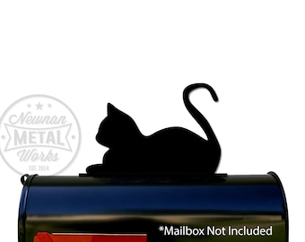 Cat Laying / Sitting Down - Metal Mailbox Topper / Sign - Hardware Included