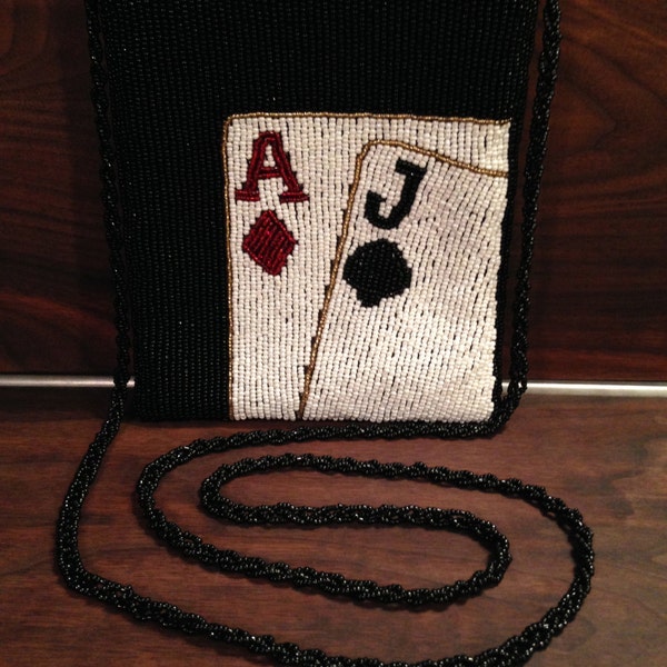 Vintage Beaded Casino Theme Bag