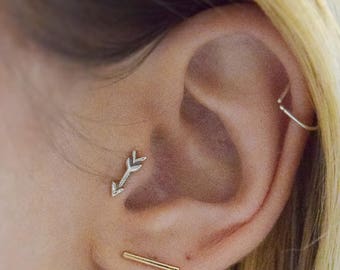 Arrow Tragus Earring, Arrow Cartilage Earring, Arrow Stud Earring, Cute Tragus Earrings, Cartilage Earrings, Sterling Silver Arrow Nose Stud