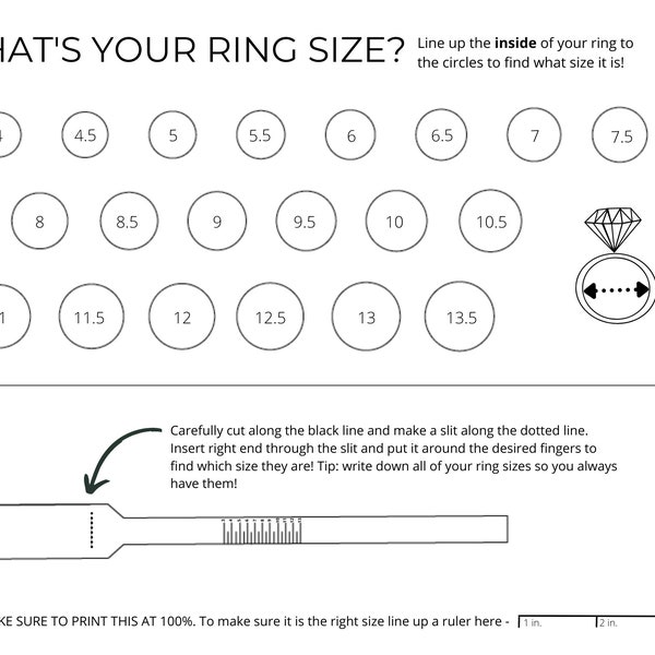 Printable Ring Sizer, DIGITAL DOWNLOAD Ring Sizer
