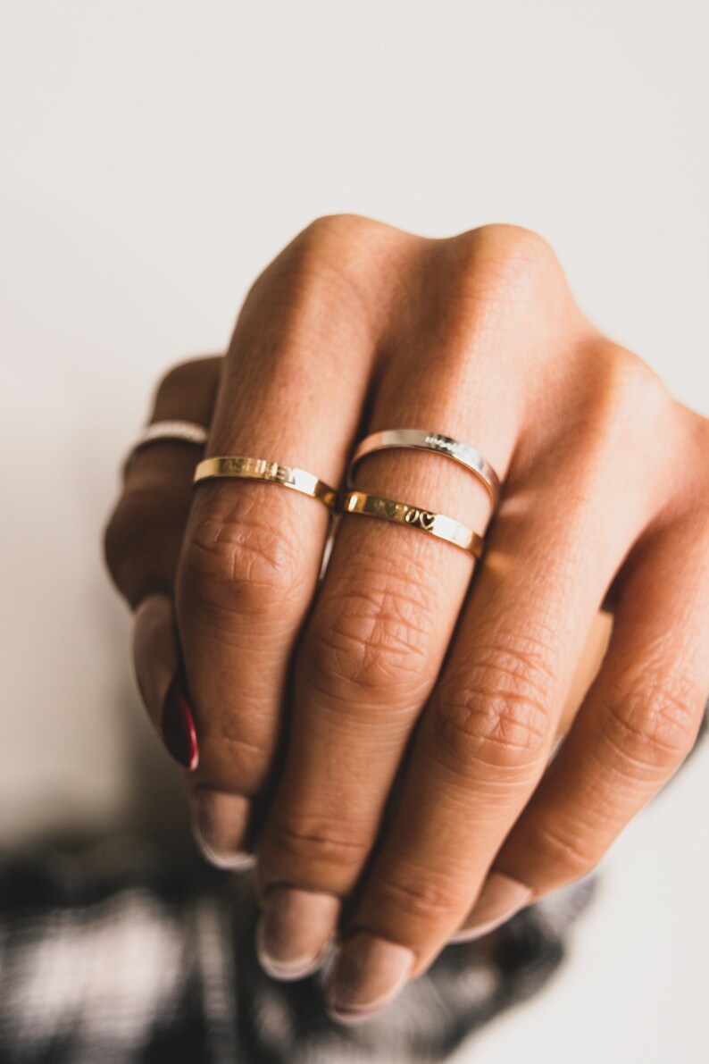 Personalized Engraved Stacking Ring 14k Gold Filled Sterling Etsy