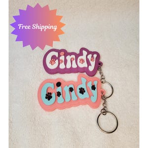 Personalized Paw Print Keychain 3 Color options, Kids Backpack Tag, Water bottle name tag, Diaper Bag Keychain, Kids Luggage, Lunchbox Name
