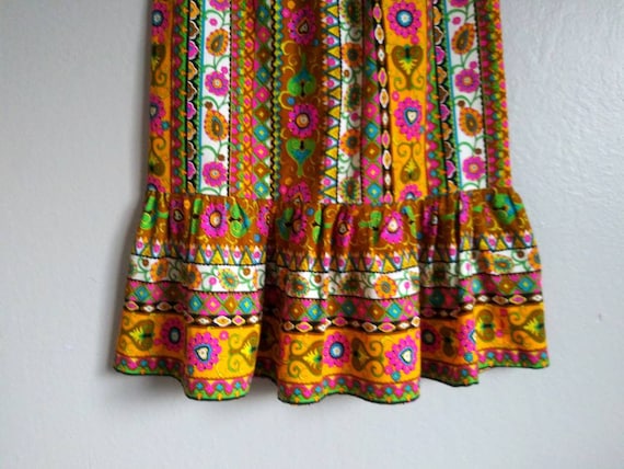 Psychedelic 60's Floral Tailored Ruffle Skirt - image 2