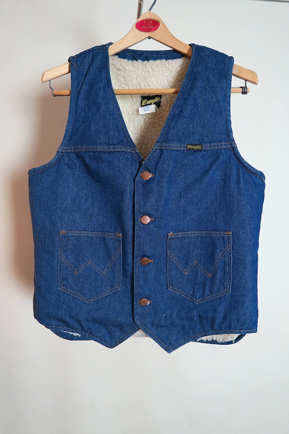Men's Wrangler Vintage Sherpa Lined Denim Vest