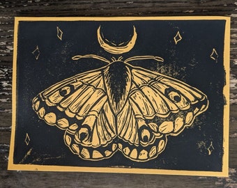 Hand Carved Moth Print