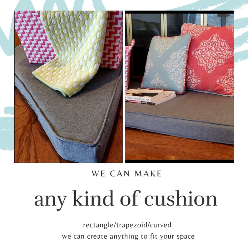 Custom Bench Cushion Cover Replacement Slipcover Mudroom Entry Patio Porch Swing Play Room Window Seat Grey Gray Mom Made