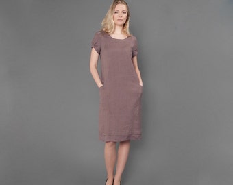 Linen dress, linen summer dress, linen clothing for women, womens linen clothes, taupe dress, taupe clothes, linen dresses for women, womens