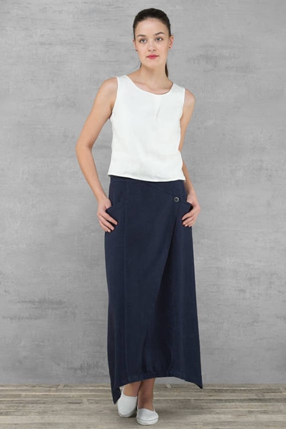 Long linen skirt navy blue colour linen linen skirts summer