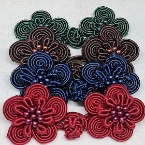 Chinese Frog Closures, Sakura Flower Design, 18 Colors, Set of 5(B277)