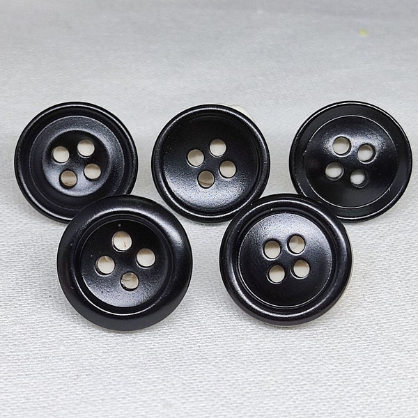 Botones de resina negra, botón de 4 orificios, 15 mm\ 18 mm\23 mm\25 mm Paquete de 10 (B263)