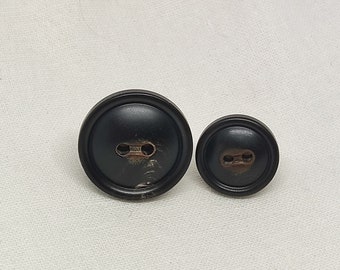 Boutons en corne de buffle véritable, deux boutonnières effet brûlé, 15 mm, 18 mm, 20 mm, lot de 5(B258)
