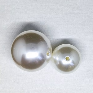 30mm(1") or 40mm(1.5“) Large Round Faux Pearls, ABS Ivory White Pearl Beads with holes