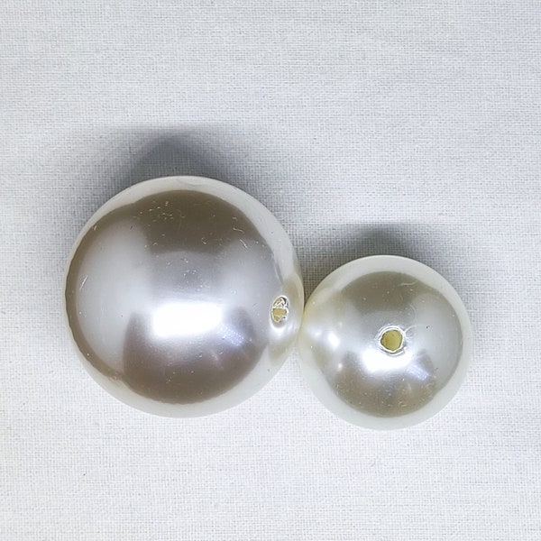 30mm(1") or 40mm(1.5“) Large Round Faux Pearls, ABS Ivory White Pearl Beads with holes