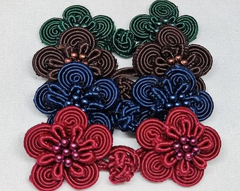 Chinese Frog Closures, Sakura Flower Design, 18 Colors, Set of 5(B277)