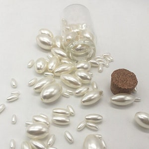 Perle di perle di riso avorio, perle ovali artificiali con foro, 6 dimensioni a scelta