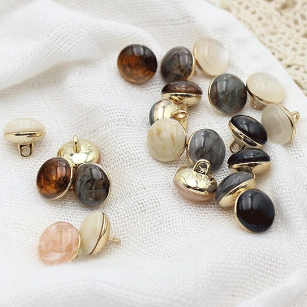 Glass Buttons, Stone Effect 11mm to 25mm, Fake Agate Sewing Buttons with Shanks, Pack of 5(B332)