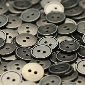 Aged Silver Colour Metal Buttons, 2 Holes,12mm/0.47“, Pack of 10(B932)