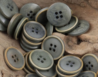 Natural Green Buttons with Light Brown Rim, Corozo, 15mm or 20mm, Pack of 10(B510)