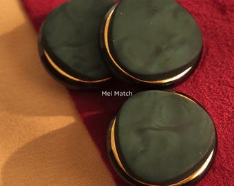 Green Marbled Coat Buttons,PLastic with Metal Shank, 25mm, 30mm, Pack of 5(B1873)