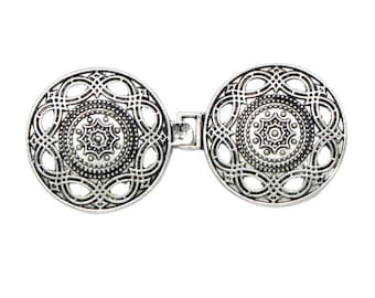 Silberfarbene Umhangverschlüsse im Boho-Stil, 6,5 cm lang, zum Annähen, 2er-Set(B1126)
