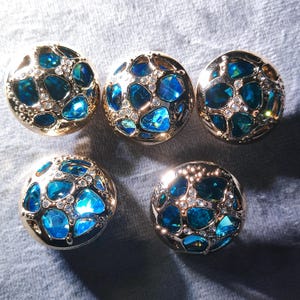 Botones decorativos de metal dorado y azul con vástago, 17,5 mm, 22,5 mm, paquete de 5 (B1978) imagen 4