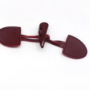Burgundy Toggle Button with Faux Leather Loops, Pack of 5 Sets(B1253)