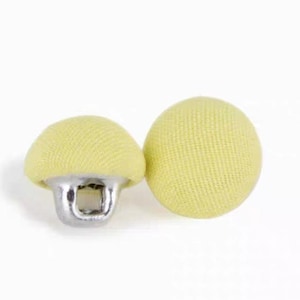 Lemon Yellow Fabric-Covered Buttons with Metal Shank, Dome-shaped design, 10mm, 11.5mm ,12.5mm, 15mm, 18mm or 20mm, Pack of 10(B1315)
