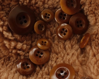 Bottoni in corozo marrone rossiccio, 4 fori, 10 mm, 11,5 mm, 12,5 mm, 15 mm, 17,5 mm, 20 mm, confezione da 10 (B927)