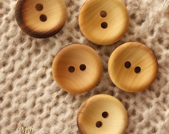 Burnt Wood Finish Buttons, 15mm, 18mm,  20mm,23mm or 25mm, Pack of 10(B1088)