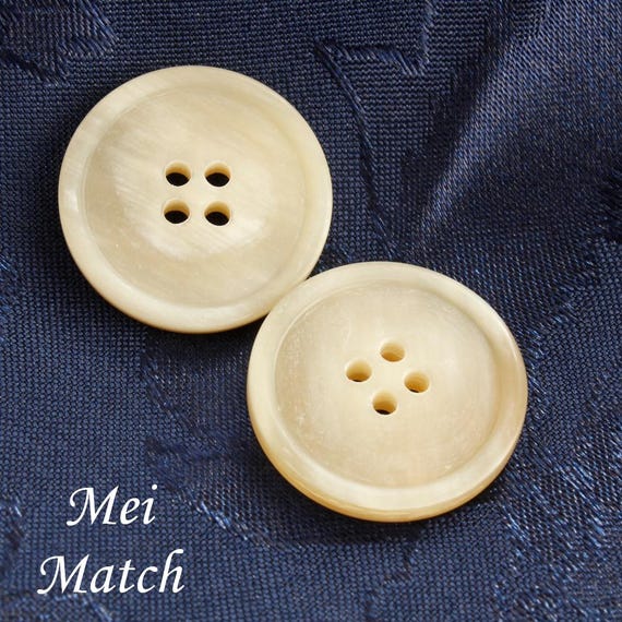 Natural Horn Buttons in Off White and Light Brown Tone, 20mm/0.78", Pack of 2 or 6(B910)