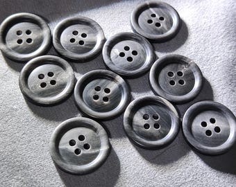 Grey and Black Real Horn Suit Buttons, 15mm, 18mm, 20mm, 23mm, 25mm, Pack of 6(B1940)