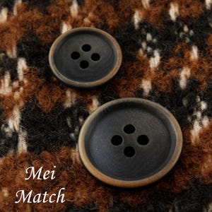 Matt Blue Black Buttons with Brown Rim, Corozo, 15mm or 20mm, Pack of 10(B321)