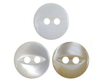 Natural Pearl Shell Buttons, Fish Eye Design, White, Beige, Cream Colors, 11.5mm/0.45",Pack of 10(B438)