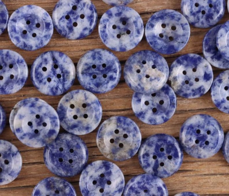 Rectangular Stone Button Galaxy Stone Buttons, Blue and White Marbled, Real Stone, 4 Holes, 11 ...