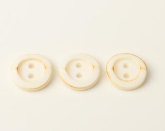 Buffalo Bone Buttons Ivory, Brown Rim Finish, Two Holes, 11mm/0.43", Pack of 10(B1819)