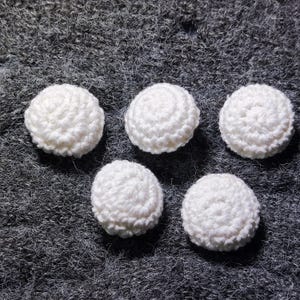 Crocheted Dome Buttons, Plastic Shank Back, Off White, Available in 10mm, 12mm, 17mm, 20mm, 22mm, 25mm or 27mm, Pack of 5(B1188)