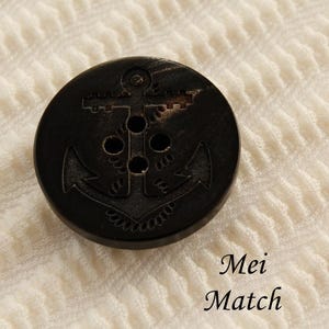 Boutons en corne naturelle, motif ancre, 15 mm, 20 mm ou 25 mm, lot de 10(B1021)
