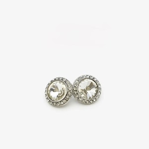 Clear Rhinestone Metal Buttons with Silver Tone Setting, 12.5mm, 15mm, 18mm, 20mm or 23mm, Pack of 5(B1648)