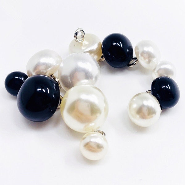 Faux Pearl Button, Glass Buttons, 8mm to 14mm, Pack of 6PCS(B484)