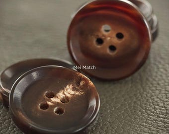 Real Horn Buttons, Coffee Brown, 15mm to 28mm, Pack of 6(B257BR)